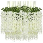 Fleurs artificielles wisteria - 12 pices - soie et plastique - dcoration de maison jardin mariage