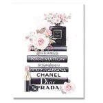 Fleur bouteille de parfum mode livre toile peinture maquillage affiche impression mur moderne fille chambre ...