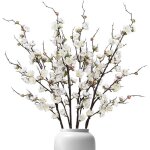 Fleurs de cerisier artificielles en soie - holisane - lot de 4 tiges - 97 cm de long - blanc - design ...