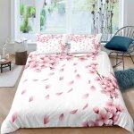 Fleurs de cerisier sakura roses parure de lit 3 pieces 1 housse de couette 220 * 240cm et 2 taies doreillers ...
