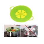 Fleur forme couvercle pot en silicone anti - dbordement 26cm vert