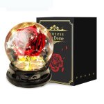 Fleur immortelle velours immortel rose fleur artificielle rose lampe en verre anniversaire saint valentin ...