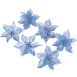Fleur de nol artificielle - amoune - poinsettia bleu - 6 pices - 13 cm - dcoration intrieure