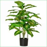 Fleurs &amp plantes - plante artificielle dieffenbachie - pot en ciment noir - 95 cm - int�rieur / ext�rieur ...