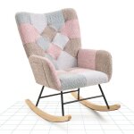 Flexispot fauteuil relax � bascule en velours c�tel� rocking chair design pour salon balcon structure ...