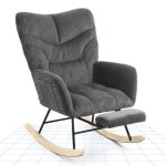 Flexispot fauteuil de relaxation � bascule en velours c�tel� avec repose - pieds rocking chair pour salon ...