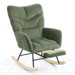 Flexispot fauteuil de relaxation � bascule en velours c�tel� avec repose - pieds rocking chair pour salon ...