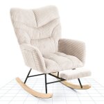 Flexispot fauteuil de relaxation � bascule en velours c�tel� avec repose - pieds rocking chair pour salon ...