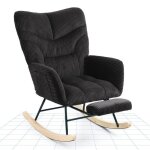 Flexispot fauteuil de relaxation � bascule en velours c�tel� avec repose - pieds rocking chair pour salon ...