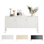 Flexispot meuble tv en m�tal blanc 118 x 39 x 55 cm buffet avec a�rations 3 portes pieds r�glables design ...