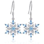 Flocon de neige 1. 4ct boucles doreilles pendante en topaze bleue suisse naturelle zircone cubique de ...