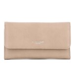 Flora co paris - porte chquier femme pu cuir souple - beige