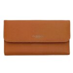 Porte chquier portefeuille tout en un  rabat femme - pur saffiano - camel - flora co paris