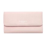 Flora co paris - porte chquier portefeuille tout en un  rabat femme - pur saffiano - rose