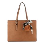Flora co paris - sac cabas souple doucument a4 cours travail pompon foulard - camel