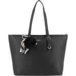 Sac cabas femme flora co paris - pompon foulard satin imprim - noir
