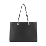 Sac a main femme chane similicuir grain rigide forme a4 - noir - flora co paris