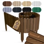 Floranica bordure de jardin flexible 20 x 200 cm brune cl�ture de pelouse en bois palissade de jardin ...