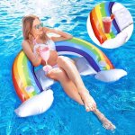 Flottantes hamac arc - en - ciel hamac gonflable piscine hamacs deau avec porte - gobelets