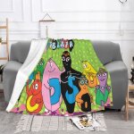 Flr - 28147 couverture imprim�e en flanelle les barbapapa accessoire danimation parent - enfant respirant ...