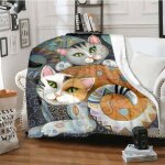 Flr - 9964 couverture imprim�e en 3d avec petit chat couvre - lit en flanelle doux mignon pour la plage ...