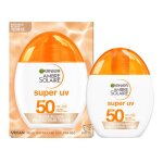 Garnier ambre solaire super uv visage aqua fluide spf50 teint� - acide hyaluronique - 40ml