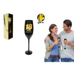 Flte  champagne - anniversaire - 18 ans - noir et or - verre  pied - cadeau