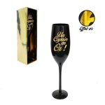 Fl�te � champagne - un copain en or - noir - 25 cm - bo�te cadeau - verre