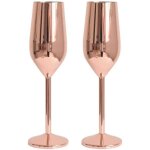 Fl�tes � champagne set de 2 304 fl�tes � champagne en acier inoxydable or rose 220ml verres � vin rouge ...