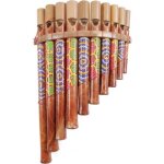 Flte de pan en bambou - dcoration style aborigne - fabrication artisanale multicolore
