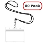 Flyme porte - badge nom nametag horizontal avec lanire tisse (noir satin non - spar paquet de 50) ...