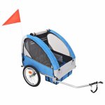 Foe - vidaxl remorque de v�lo pour enfants gris et bleu 30 kg hb91372