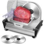 Fohere trancheuse electrique - 200w - 2 x 19cm lames dentele et lisse - pour viandes jambon et saucisson ...