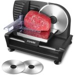 Fohere trancheuse electrique - 200w - 2 x 19cm lames dentele et lisse - pour viandes jambon et saucisson ...