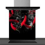Fond de hotte dcorative piments rouges rouge 60x70