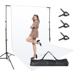 Fond support syst�me 3x2. 8m avec toile de fond blanc en coton mousseline tr�pied r�glable 90 - 280cm ...