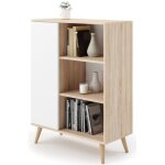 Fondi meuble buffet commode armoire 1 porte et 3 tagres - chne sonoma / blanc - l 90 x p 40 x h 116cm ...