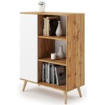 Fondi meuble buffet commode armoire 1 porte et 3 tagres - chne de wotan / blanc - l 90 x p 40 x h ...