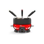Fondue - little balance - service  fondue - 800w - 8 personnes - happy meuuuh - noir / rouge