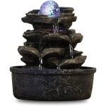 Fontaine dint�rieur zen little rock avec lumi�re led cascade eau naturelle 23 cm d�coration table m�ditation ...
