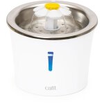 Fontaine  eau pour chat  fleur - catit - flower - 3l - dessus en acier inoxydable - avec led - blanc ...