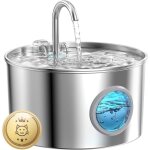 Fontaine � eau pour chat en inox - mhy� - 22l - silencieux - filtration avanc�e - acier inoxydable 304 ...