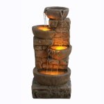 Fontaine extérieure - teamson - modèle en cascade - 3 bols empilés - lumières led intégrées - marron Fontaine extérieure - teamson - modèle en cascade - 3 bols empilés - lumières led intégrées - marron