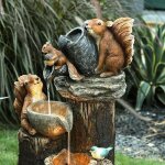 Fontaine extrieure pressurise cureuil - canard rsistante aux intempries - marron