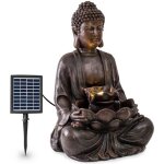 Fontaine de jardin - blumfeldt dharma - fontaine sculpture / statut - solaire - clairage led - bronze ...