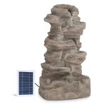 Fontaine de jardin - blumfeldt stonehenge xl - cascade - �clairage led solaire - gris