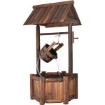 Costway puits en bois extrieur fontaine de jardin 60x57x115 cm avec pompe electrique dbit 300 l / h ...