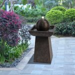 Fontaine de jardin cascade ext�rieur chute d?eau lumi�re led et pompe charbon gris fonc� teamson home ...
