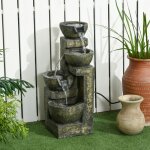 Fontaine de jardin dornement zen d�bit r�glable pompe � eau submersible incluse dim. 25l x 24l x 60h ...