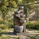 Fontaine de jardin avec �clairage led pompe � eau fontaine cascade moderne d�coration de jardin 33. 5 ...